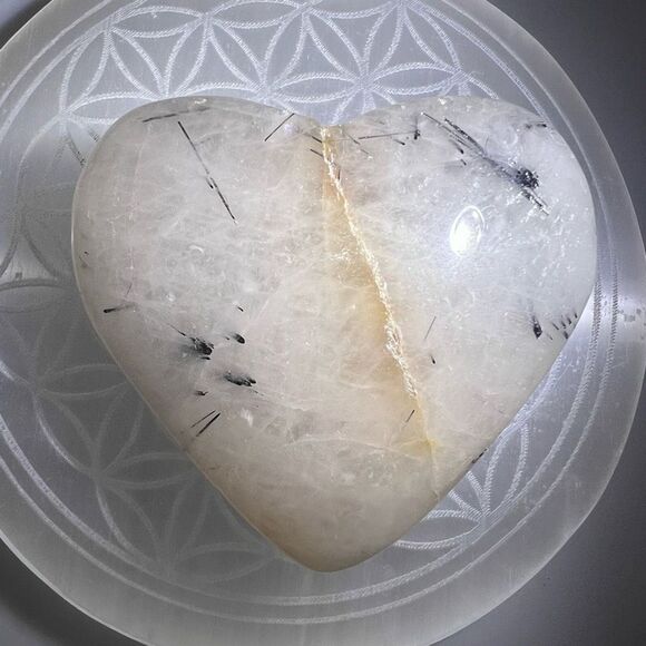 Black Rutilated Quartz Heart Carving (#2) - Picture 4 of 12